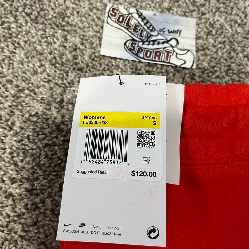 New Nike Tech Fleece Pants Sweatpants Joggers Straight Leg Mid Rise Red Womens - Picture 5 of 5